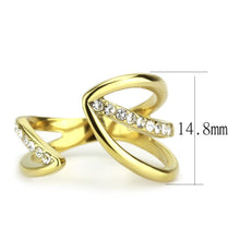 Load image into Gallery viewer, TK3710 - IP Gold(Ion Plating) Stainless Steel Ring with Top Grade Crystal  in Clear