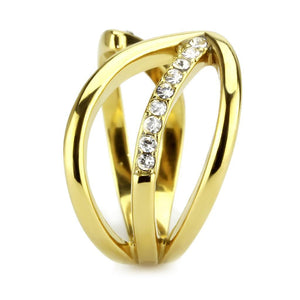 TK3710 - IP Gold(Ion Plating) Stainless Steel Ring with Top Grade Crystal  in Clear