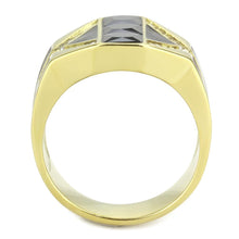 Load image into Gallery viewer, TK3721 - IP Gold(Ion Plating) Stainless Steel Ring with AAA Grade CZ  in Black Diamond