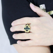 Load image into Gallery viewer, TK3721 - IP Gold(Ion Plating) Stainless Steel Ring with AAA Grade CZ  in Black Diamond
