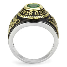 Load image into Gallery viewer, TK3724 - Two-Tone IP Gold (Ion Plating) Stainless Steel Ring with Synthetic Synthetic Glass in Emerald