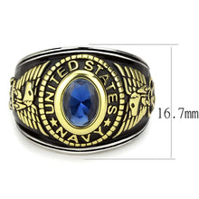 Load image into Gallery viewer, TK3726 - Two-Tone IP Gold (Ion Plating) Stainless Steel Ring with Synthetic Synthetic Glass in Montana