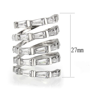 TK3729 High polished Stainless Steel Ring with AAA Grade CZ in Clear