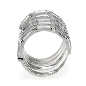 TK3729 High polished Stainless Steel Ring with AAA Grade CZ in Clear