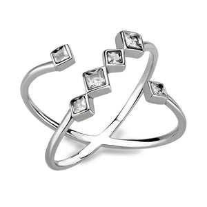 TK3730 High polished Stainless Steel Ring with AAA Grade CZ in Clear