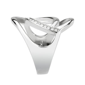 TK3731 High polished Stainless Steel Ring with Top Grade Crystal in Clear