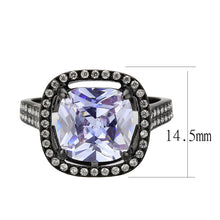 Load image into Gallery viewer, TK3734 IP Black Stainless Steel Ring with AAA Grade CZ in Light Amethyst