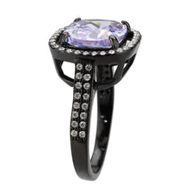 Load image into Gallery viewer, TK3734 IP Black Stainless Steel Ring with AAA Grade CZ in Light Amethyst