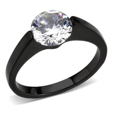 Load image into Gallery viewer, TK3737 - IP Black Stainless Steel Ring with AAA Grade CZ in Clear