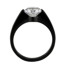Load image into Gallery viewer, TK3737 - IP Black Stainless Steel Ring with AAA Grade CZ in Clear