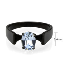 Load image into Gallery viewer, TK3740 IP Black Stainless Steel Ring with Top Grade Crystal in Aquamarine