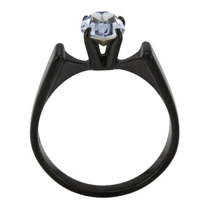 TK3740 IP Black Stainless Steel Ring with Top Grade Crystal in Aquamarine