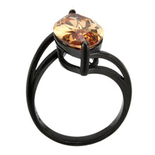 Load image into Gallery viewer, TK3745 IP Black Stainless Steel Ring with AAA Grade CZ in Champagne
