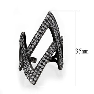 TK3748 IP Black  Stainless Steel Ring with AAA Grade CZ in Clear