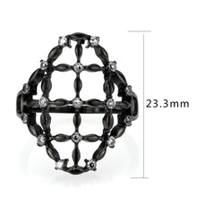 Load image into Gallery viewer, TK3749 IP Black Stainless Steel Ring with AAA Grade CZ in Clear