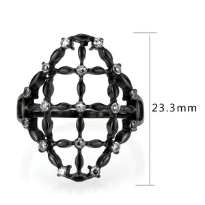 TK3749 IP Black Stainless Steel Ring with AAA Grade CZ in Clear