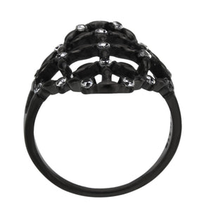 TK3749 IP Black Stainless Steel Ring with AAA Grade CZ in Clear
