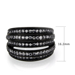 TK3752 IP Black Stainless Steel Ring with AAA Grade CZ in Clear