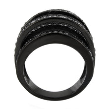 Load image into Gallery viewer, TK3752 IP Black Stainless Steel Ring with AAA Grade CZ in Clear