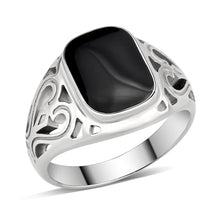 Load image into Gallery viewer, TK3753 High polished Stainless Steel Ring with Epoxy in Jet