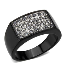 Load image into Gallery viewer, TK3754 IP Black Stainless Steel Ring with AAA Grade CZ in Clear