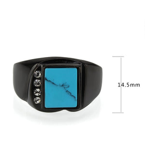 TK3755 IP Black Stainless Steel Ring with Synthetic in Sea Blue