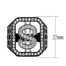 Load image into Gallery viewer, TK3758 - Two Tone IP Black (Ion Plating) Stainless Steel Ring with Top Grade Crystal in Clear