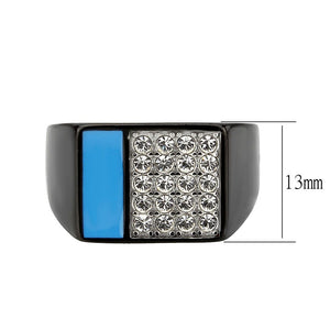 TK3765 - Two Tone IP Black (Ion Plating) Stainless Steel Ring with Top Grade Crystal in Clear
