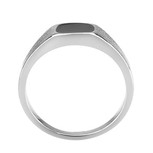 TK3772 - High polished (no plating) Stainless Steel Ring with Epoxy in Jet