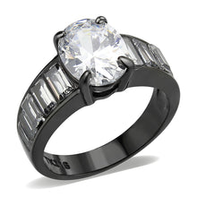 Load image into Gallery viewer, TK3778 - IP Black (Ion Plating) Stainless Steel Ring with AAA Grade CZ in Clear