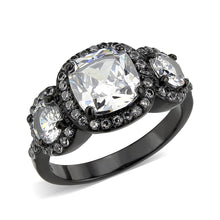 Load image into Gallery viewer, TK3784 - IP Black (Ion Plating) Stainless Steel Ring with AAA Grade CZ in Clear