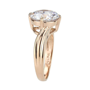 TK3785 - IP Rose Gold(Ion Plating) Stainless Steel Ring with AAA Grade CZ in Clear