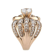 Load image into Gallery viewer, TK3786 - IP Rose Gold(Ion Plating) Stainless Steel Ring with AAA Grade CZ in Clear