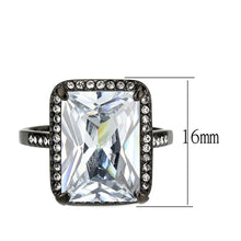 Load image into Gallery viewer, TK3794 - IP Black (Ion Plating) Stainless Steel Ring with AAA Grade CZ in Clear
