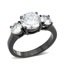Load image into Gallery viewer, TK3809 - IP Black (Ion Plating) Stainless Steel Ring with AAA Grade CZ in Clear