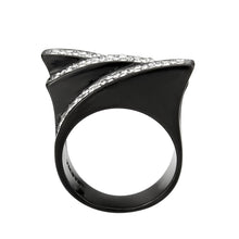 Load image into Gallery viewer, TK3814 - Two Tone IP Black (Ion Plating) Stainless Steel Ring with Top Grade Crystal in Clear