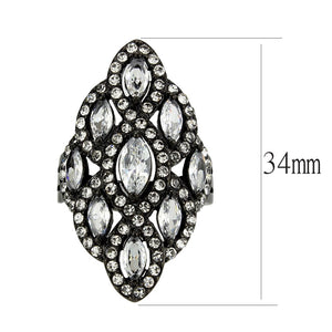 TK3816 - IP Black (Ion Plating) Stainless Steel Ring with AAA Grade CZ in Clear