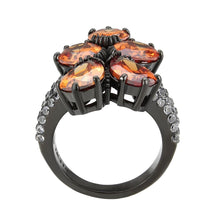 Load image into Gallery viewer, TK3817 - IP Black (Ion Plating) Stainless Steel Ring with AAA Grade CZ in Champagne