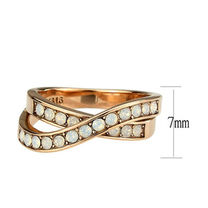 TK3828 - IP Rose Gold(Ion Plating) Stainless Steel Ring with Top Grade Crystal in Fireopal