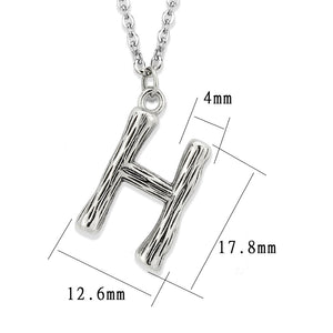 TK3853H High Polished Stainless Steel Chain Initial Pendant - Letter H