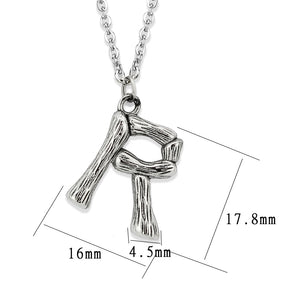 TK3853R High Polished Stainless Steel Chain Initial Pendant - Letter R