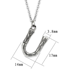 TK3853U High Polished Stainless Steel Chain Initial Pendant - Letter U