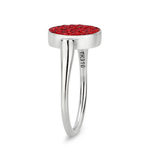TK385401 - High polished (no plating) Stainless Steel Ring with Top Grade Crystal in Red Series
