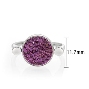 TK385402 - High polished (no plating) Stainless Steel Ring with Top Grade Crystal in Amethyst