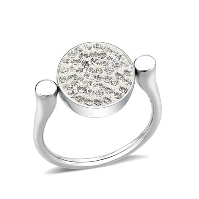 TK385404 - High polished (no plating) Stainless Steel Ring with Top Grade Crystal in Clear