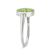 Load image into Gallery viewer, TK385408 - High polished (no plating) Stainless Steel Ring with Top Grade Crystal in Peridot
