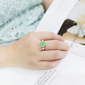 TK385408 - High polished (no plating) Stainless Steel Ring with Top Grade Crystal in Peridot