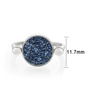 TK385409 - High polished (no plating) Stainless Steel Ring with Top Grade Crystal in Montana