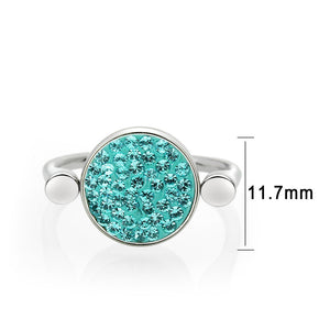 TK385412 - High polished (no plating) Stainless Steel Ring with Top Grade Crystal in Emerald