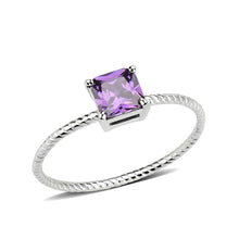 Load image into Gallery viewer, TK3856 - High polished (no plating) Stainless Steel Ring with AAA Grade CZ in Amethyst